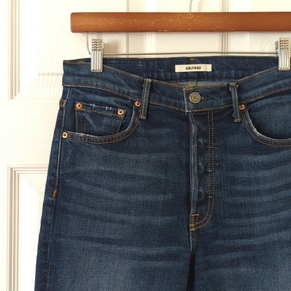 Grlfrnd Karolina Dark Wash High Rise Button Fly Skinny Jeans Joan Jett 28 - Picture 12 of 16